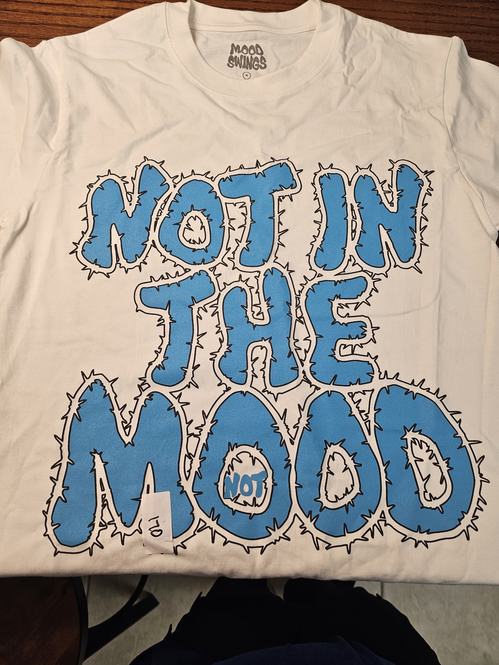 Mood Swings "Not In The Mood" Graphic Tee - White & Bright Blue